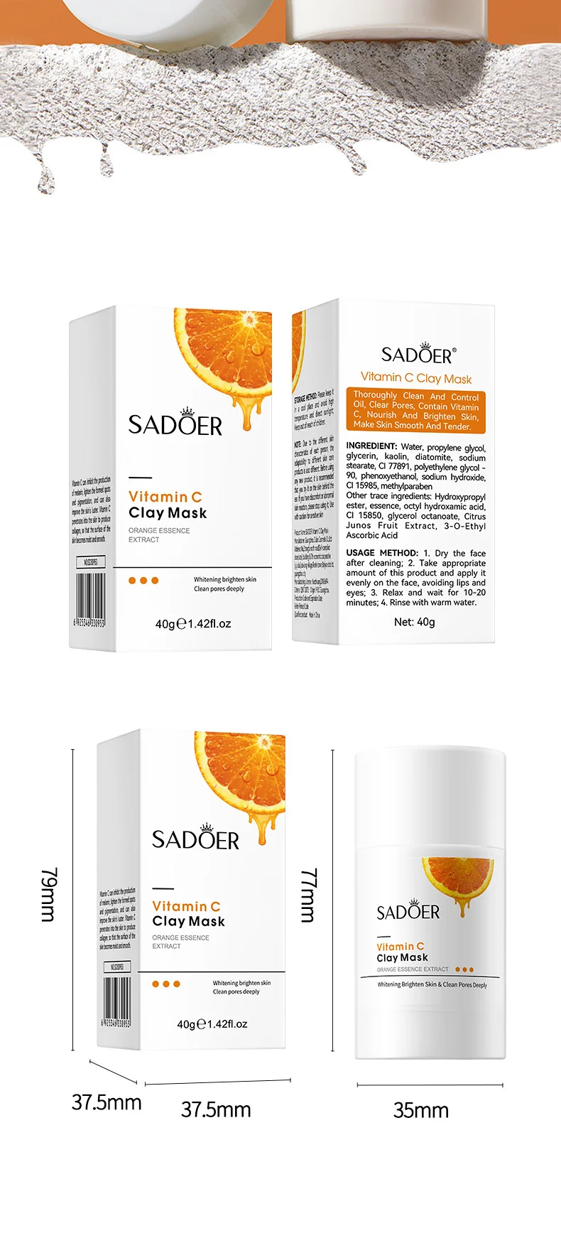 SADOER Vitamin C Clay Face Mask product information