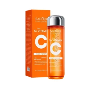 SADOER Vitamin C Face Toner bottle and orange packaging box for skin brightening.