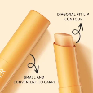 SADOER Vitamin C Lip Balm featuring a diagonal contour tip and compact, portable design.