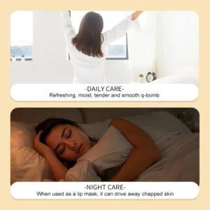 SADOER Vitamin C Lip Balm day and night routine for daily hydration and lip masks.
