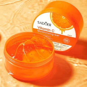 SADOER Vitamin C Moisturizing Gel jars showing refreshing orange gel texture and citrus extract packaging.