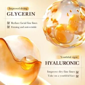 SADOER Yeast Collagen Eggshell Veil Cream graphic highlighting glycerin and hyaluronic acid for hydration.