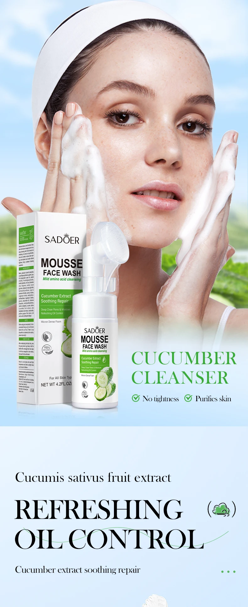 SADOER Cucumber Facial Cleanser Mousse product information