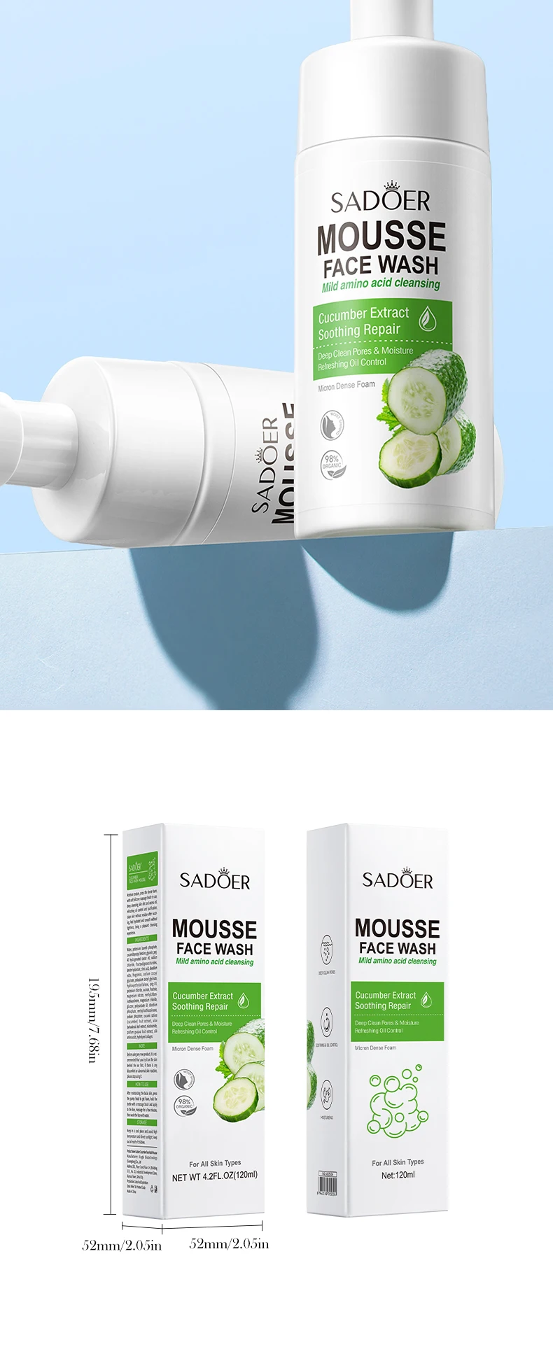 SADOER Cucumber Facial Cleanser Mousse product information