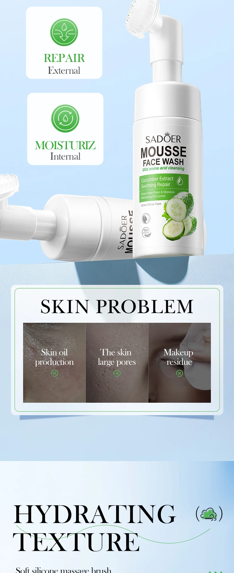 SADOER Cucumber Facial Cleanser Mousse product information