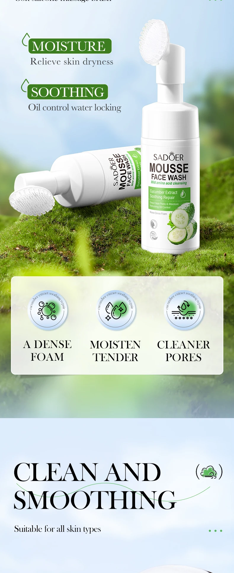 SADOER Cucumber Facial Cleanser Mousse product information