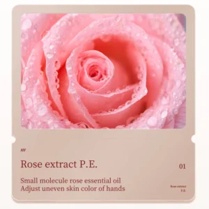 Close-up of a dewy pink rose showcasing the extract in SADOER Damask Rose Hand Mask.