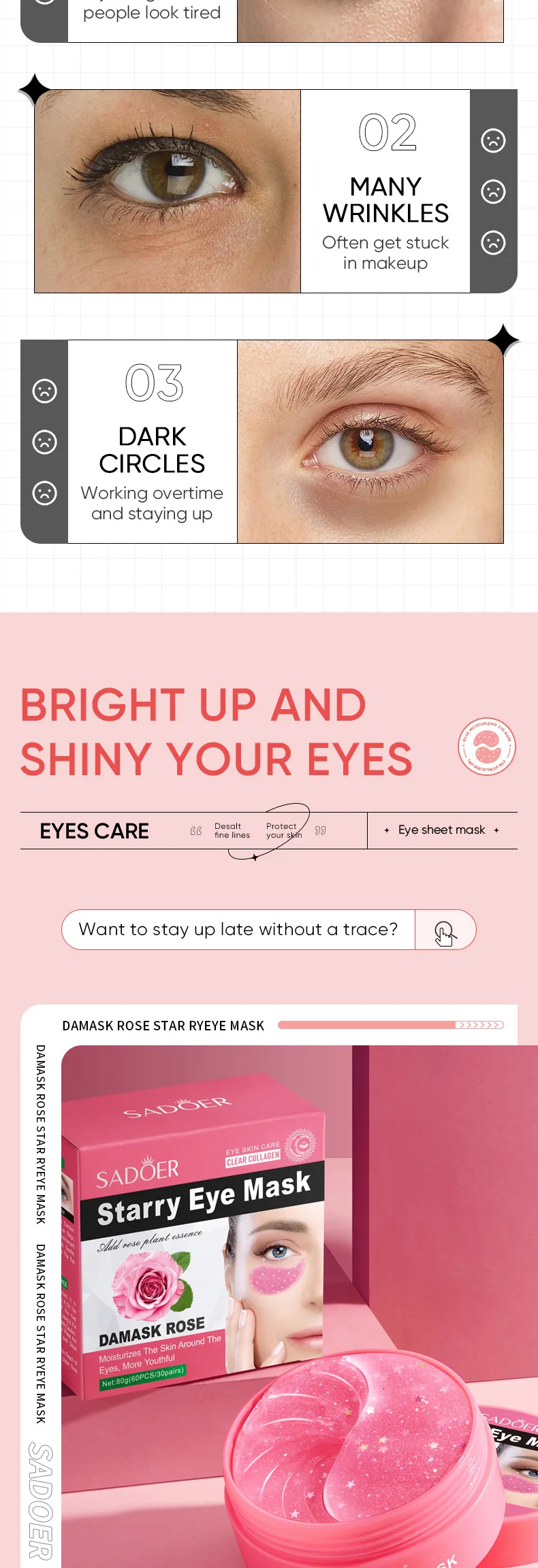 SADOER Damask Rose Starry Eye Mask Patches product information