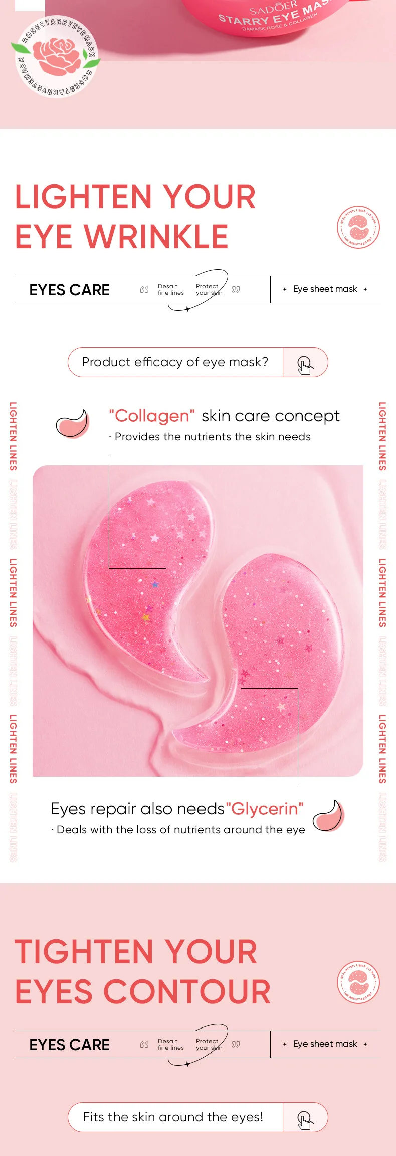 SADOER Damask Rose Starry Eye Mask Patches product information