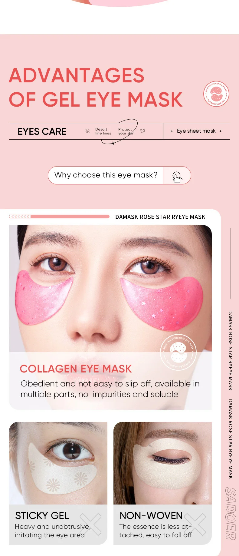 SADOER Damask Rose Starry Eye Mask Patches product information