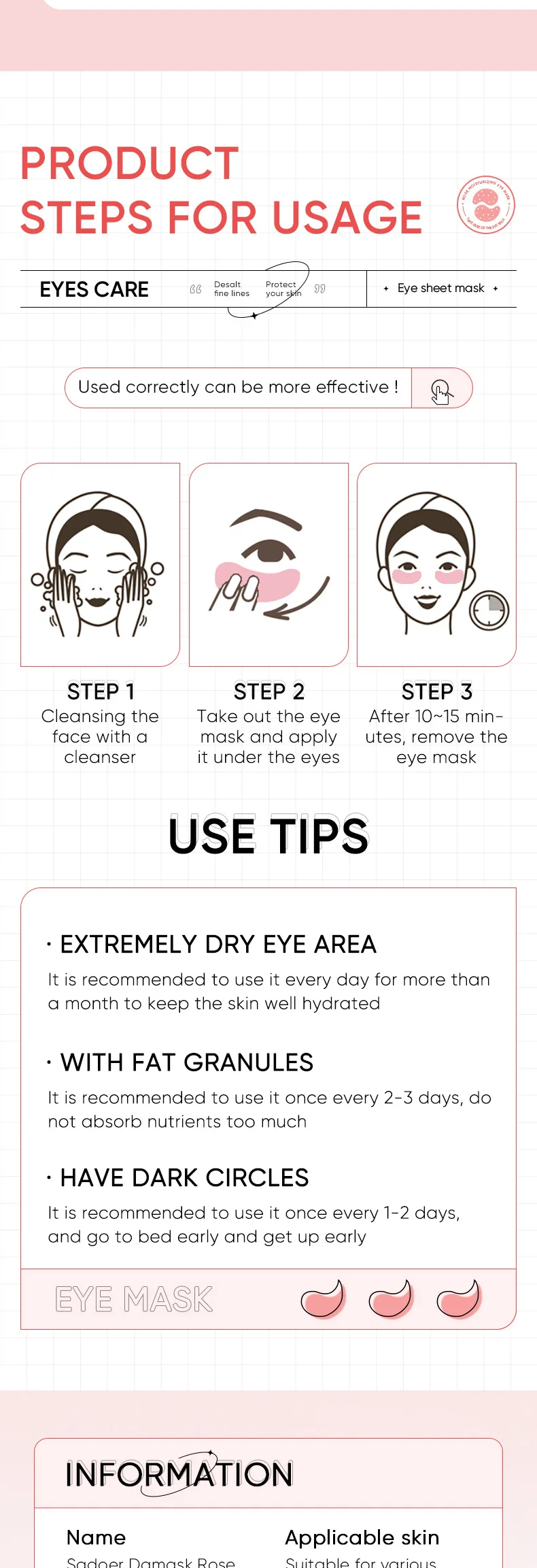 SADOER Damask Rose Starry Eye Mask Patches product information