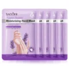Five purple sachets of SADOER Lavender Hand Mask for moisturizing and smoothing dry, rough hands.