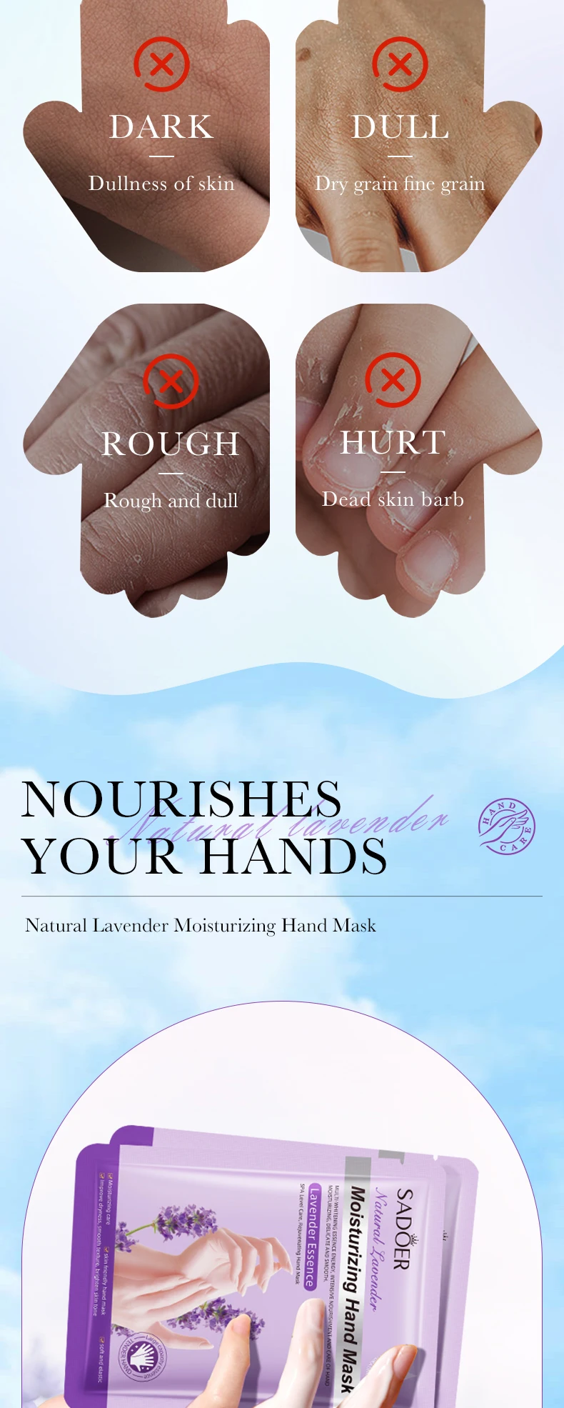 SADOER Lavender Hand Mask product information