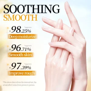 Soft hands showing SADOER Osmanthus Petrolatum Hand Mask benefits for deep moisture and smooth skin.