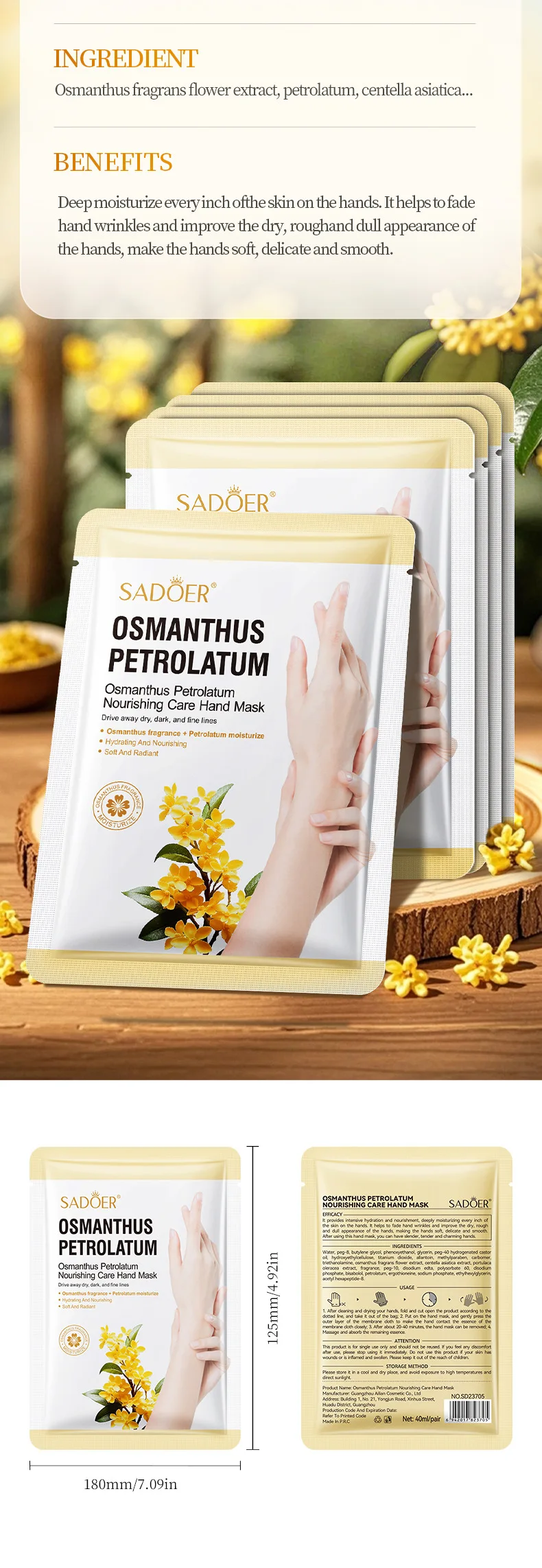 SADOER Osmanthus Petrolatum Hand Mask product information