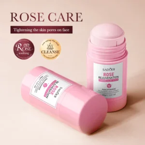 Two SADOER Rose Clay Stick Face Masks displaying the solid pink, mess-free clay applicator.