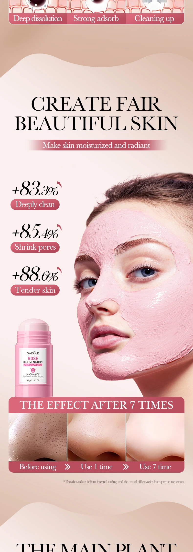SADOER Rose Clay Stick Face Mask product information