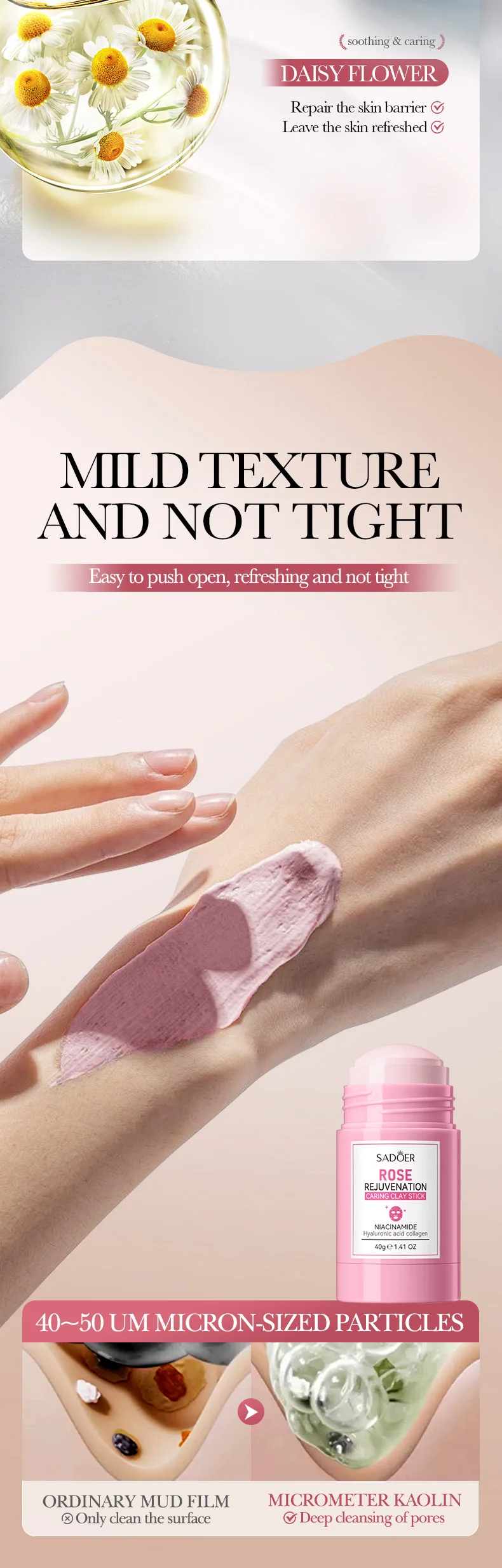 SADOER Rose Clay Stick Face Mask product information