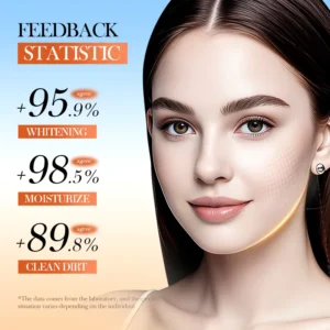 User feedback results for SADOER Vitamin C Brightening and Whitening Skincare Set on a woman with bright skin.