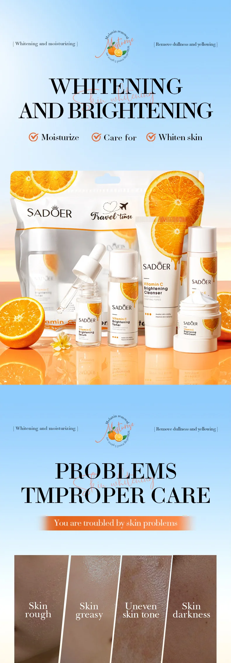 SADOER Vitamin C Brightening and Whitening Skincare Set information