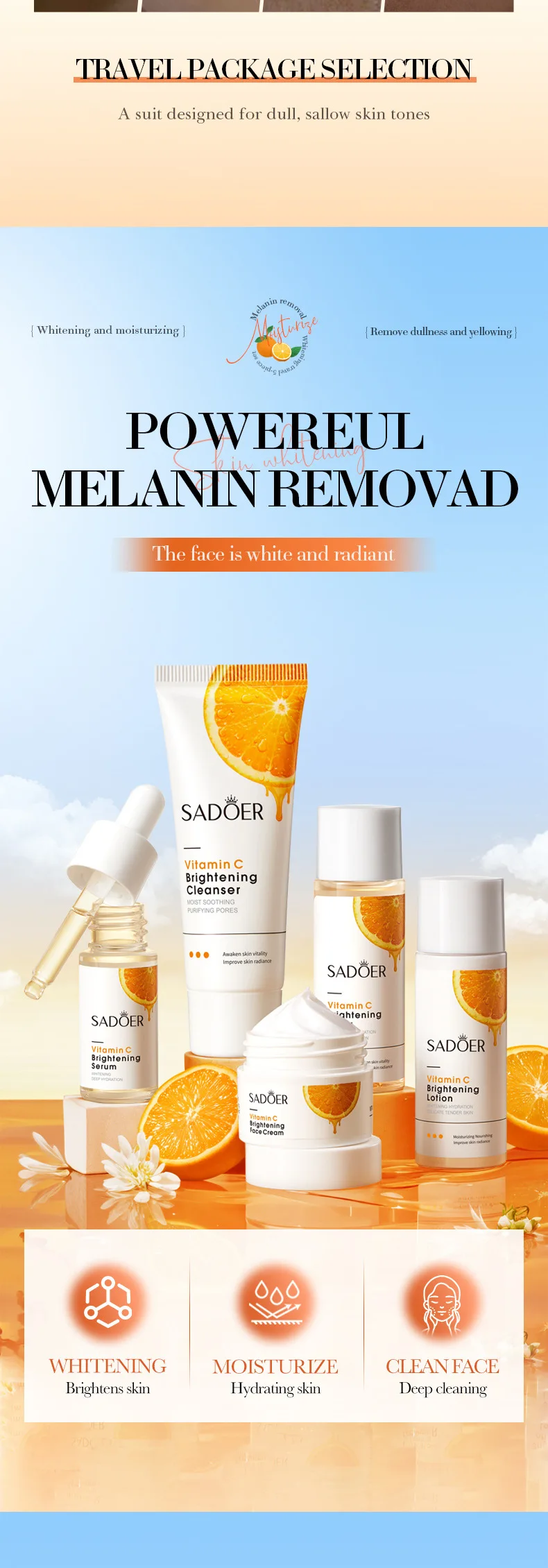 SADOER Vitamin C Brightening and Whitening Skincare Set information