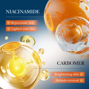 Macro view of Niacinamide and Carbomer spheres for SADOER Vitamin C Travel Skincare Set