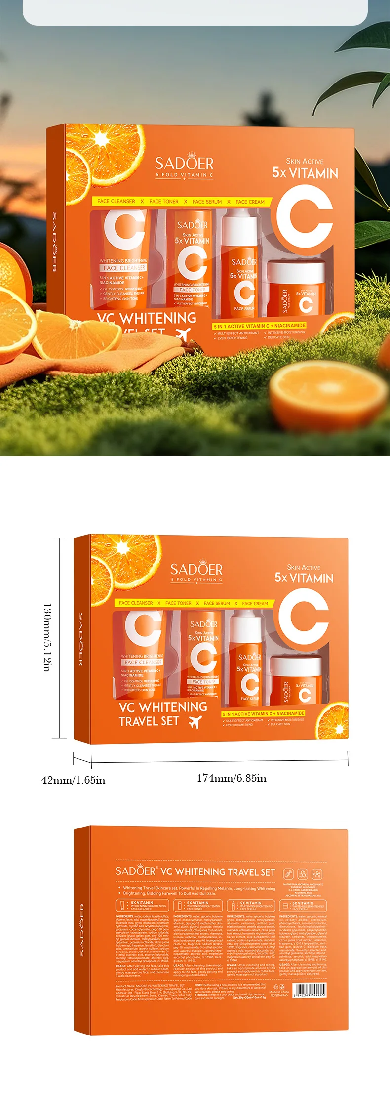 SADOER Vitamin C Travel Skincare Set information