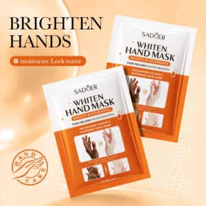 Two packets of SADOER Niacinamide & Vitamin C Hand Mask for moisturizing and brightening.