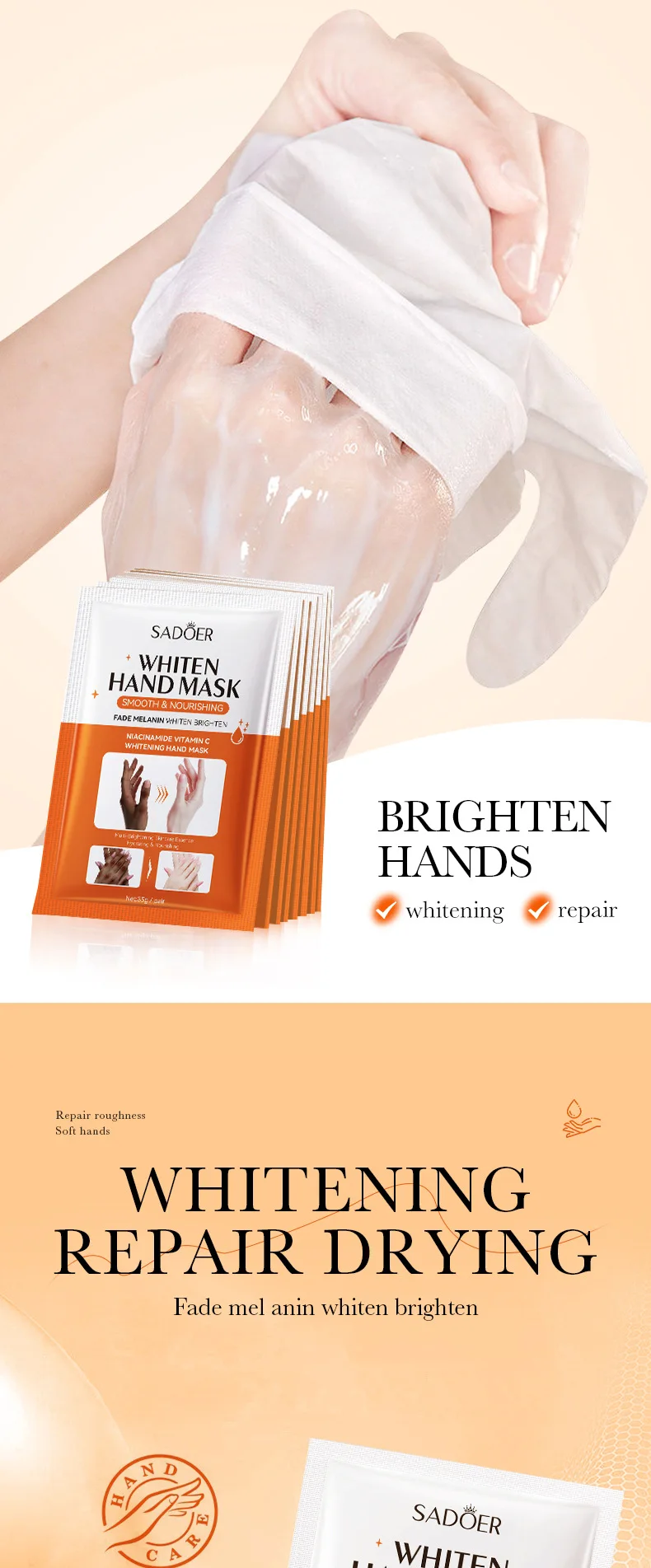 SADOER Niacinamide & Vitamin C Hand Mask product information