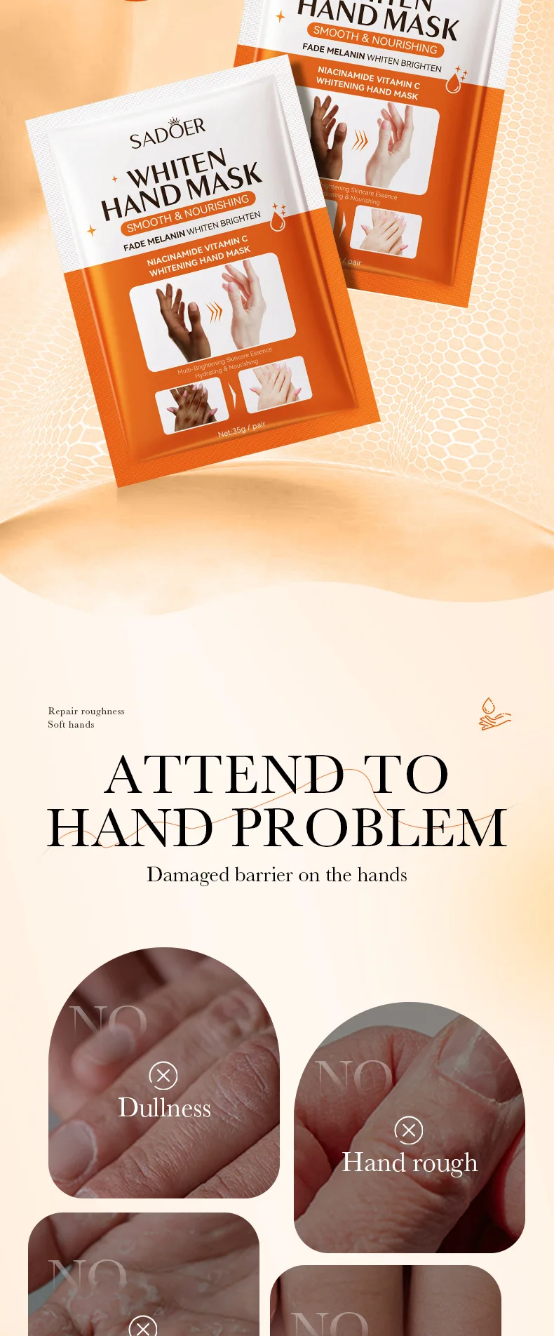 SADOER Niacinamide & Vitamin C Hand Mask product information