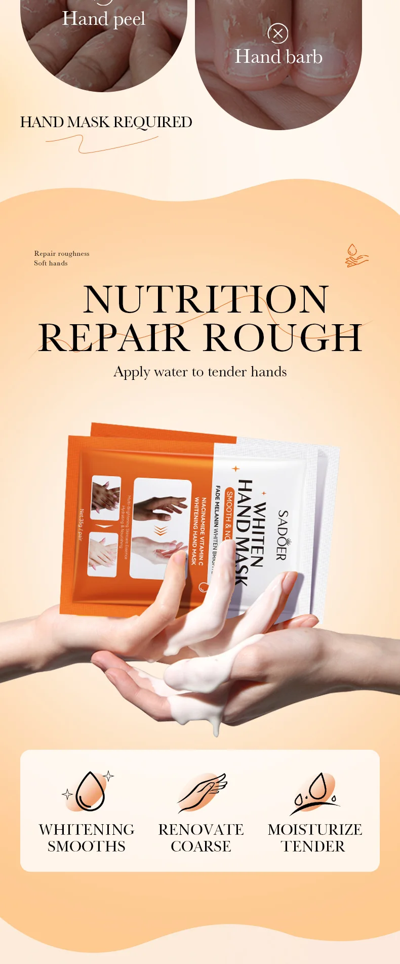 SADOER Niacinamide & Vitamin C Hand Mask product information