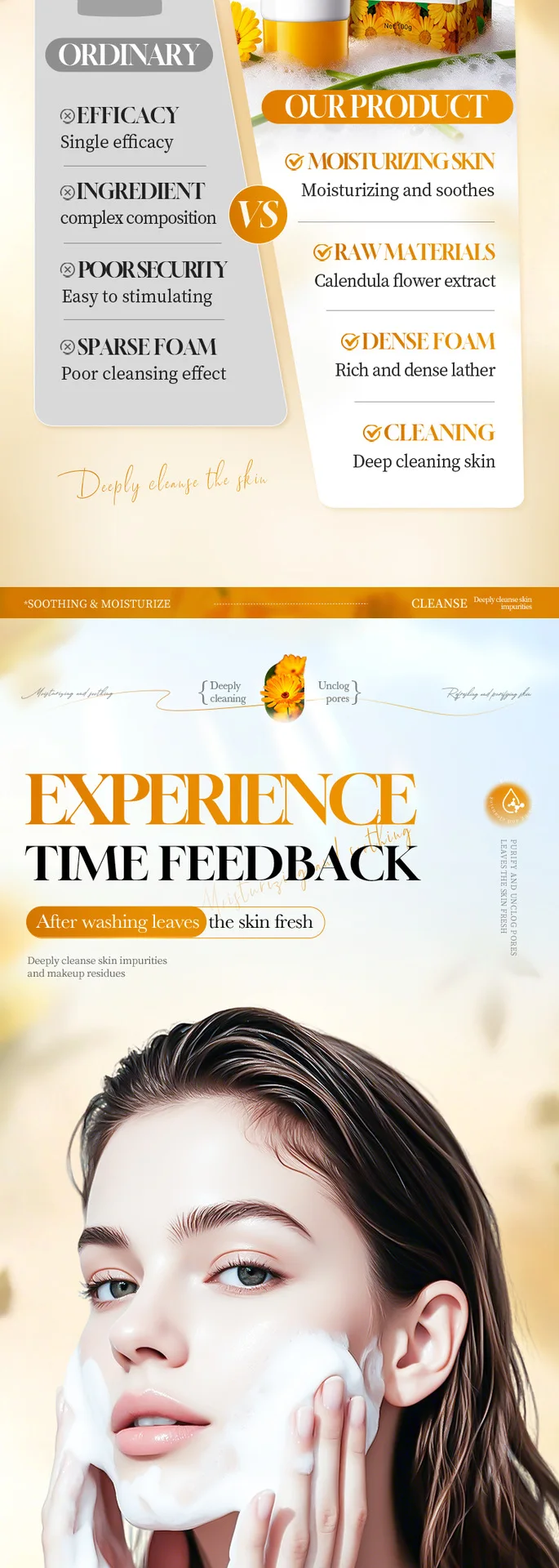 SADOER Calendula Amino Acid Facial Cleanser product information.