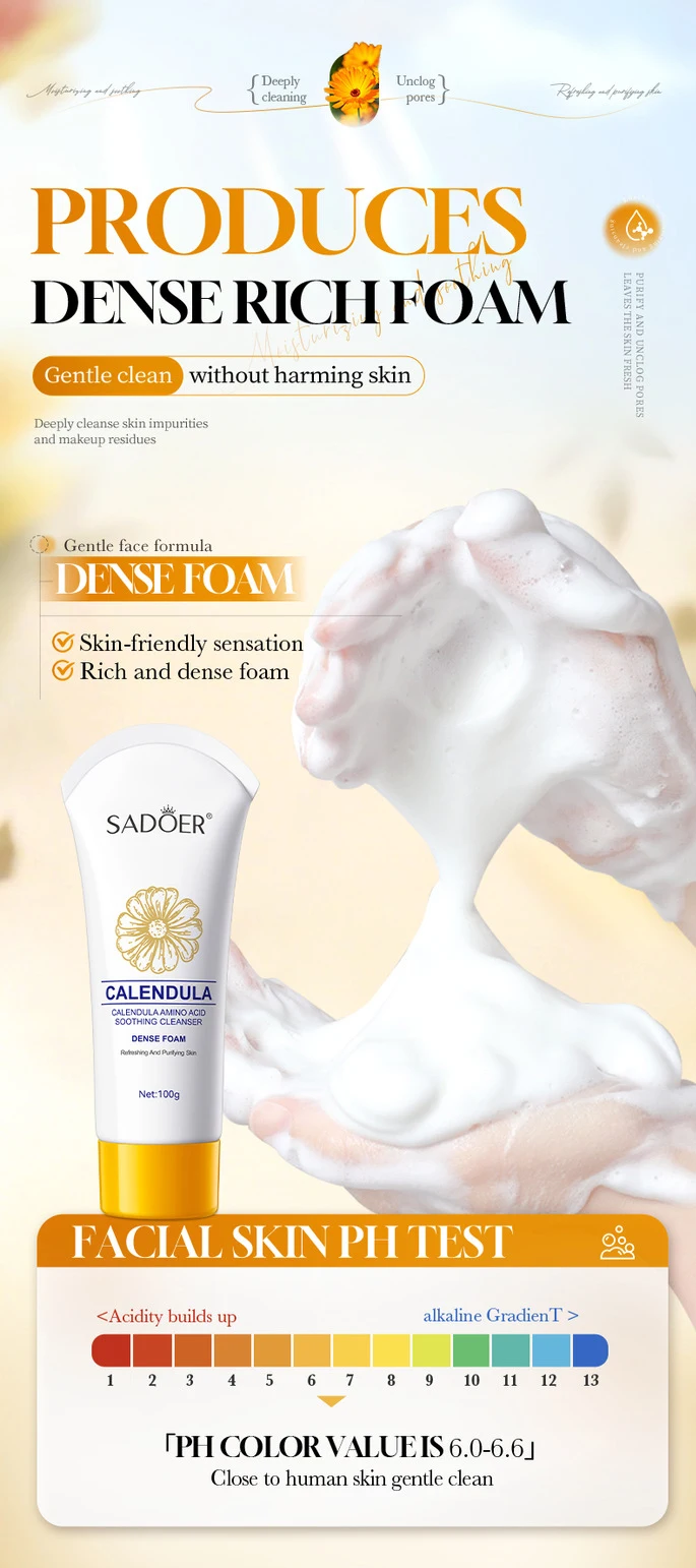SADOER Calendula Amino Acid Facial Cleanser product information.