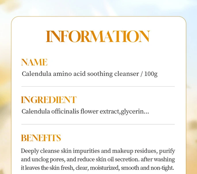 SADOER Calendula Amino Acid Facial Cleanser product information.