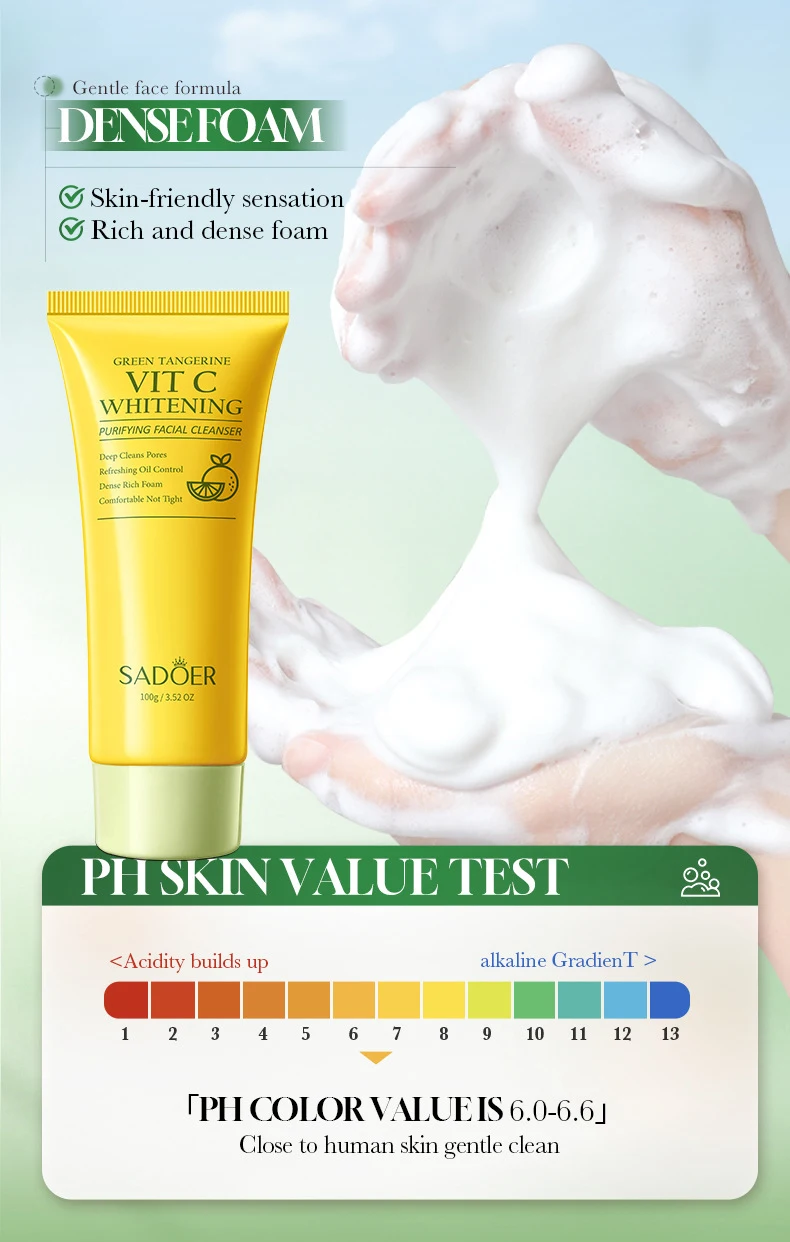 SADOER Green Tangerine Vitamin C Purifying Facial Cleanser product information.