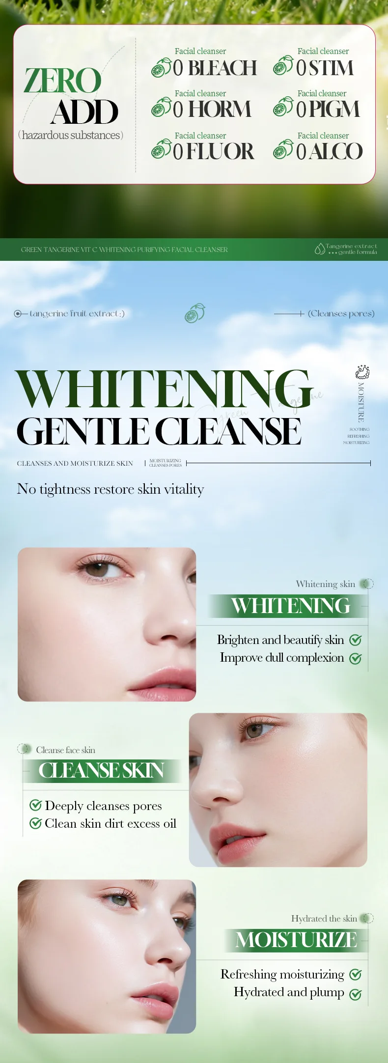 SADOER Green Tangerine Vitamin C Purifying Facial Cleanser product information.