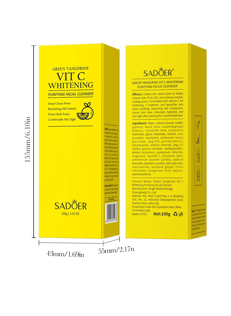 SADOER Green Tangerine Vitamin C Purifying Facial Cleanser product information.
