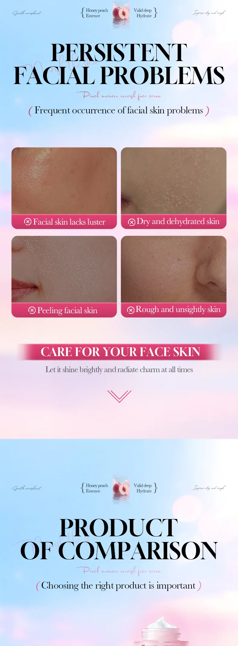 SADOER Niacinamide Peach Face Cream product information.