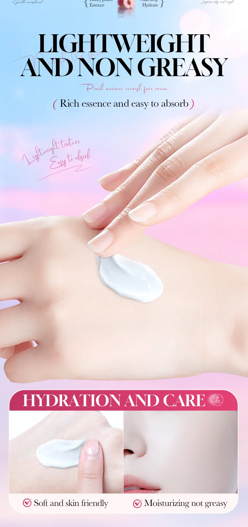 SADOER Niacinamide Peach Face Cream product information.
