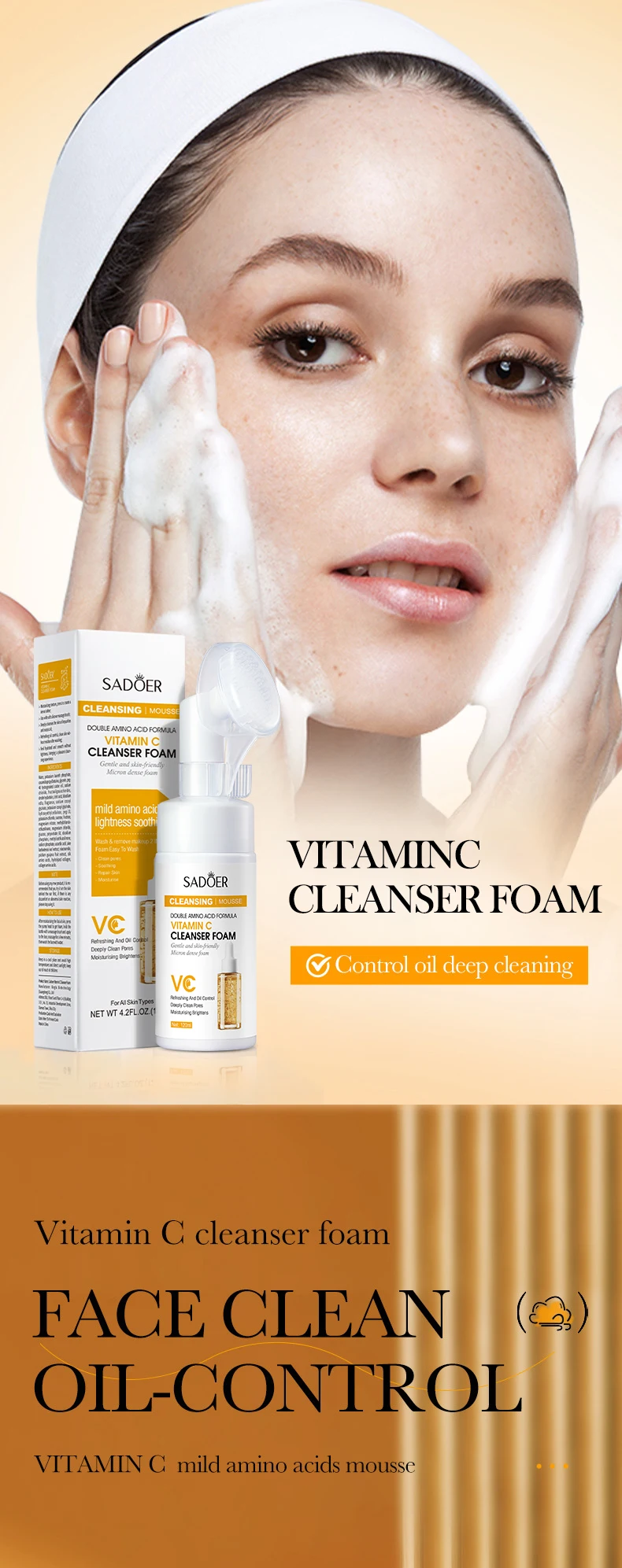 SADOER Vitamin C Cleansing Mousse product information.