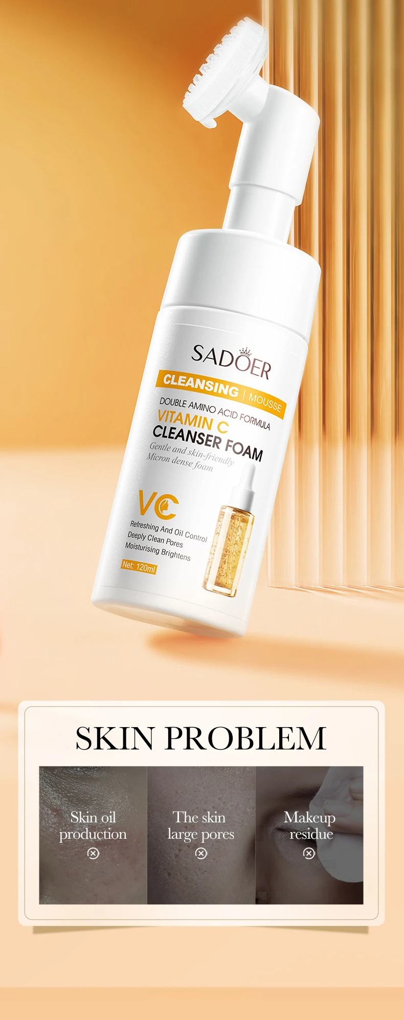 SADOER Vitamin C Cleansing Mousse product information.
