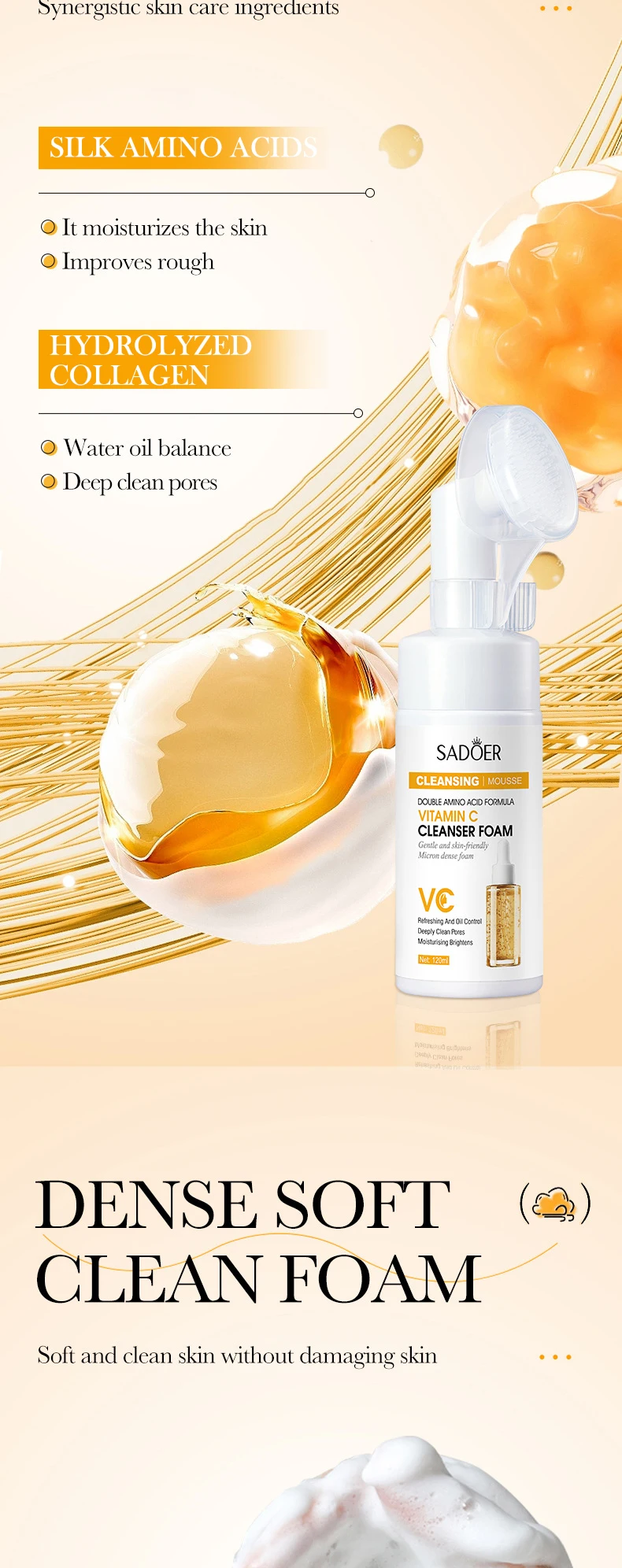 SADOER Vitamin C Cleansing Mousse product information.