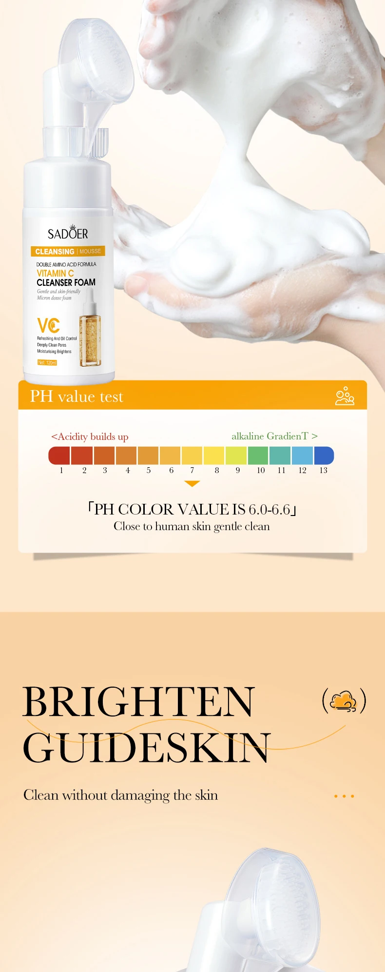 SADOER Vitamin C Cleansing Mousse product information.