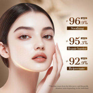 Woman's glowing skin highlighting soothing and barrier repair benefits of SADOER Centella Asiatica Soothing Face Serum.