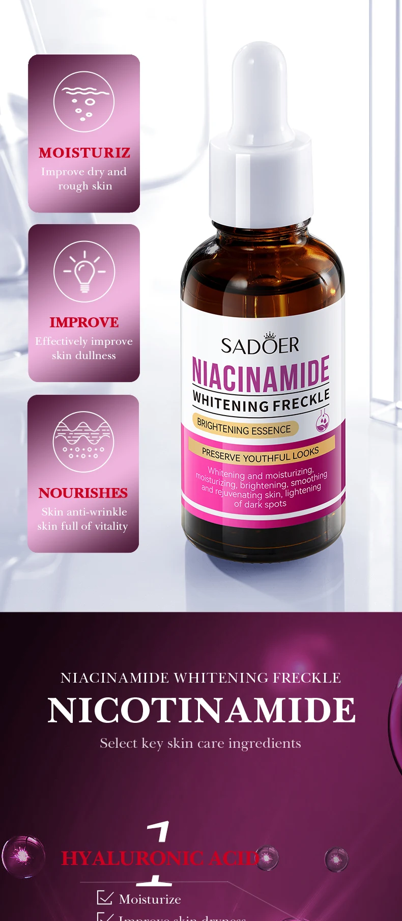 SADOER Niacinamide Brightening Essence product information.
