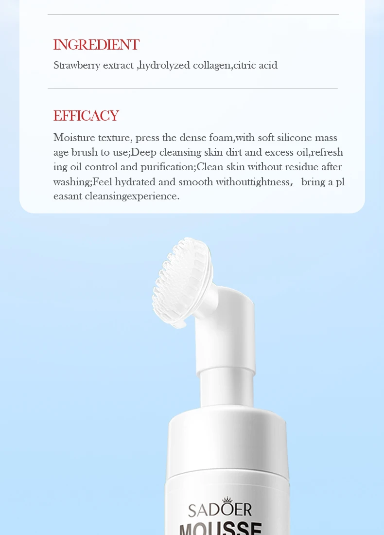 SADOER Strawberry Facial Cleanser Mousse product information.