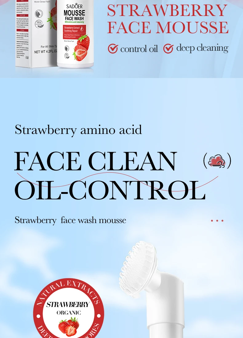 SADOER Strawberry Facial Cleanser Mousse product information.