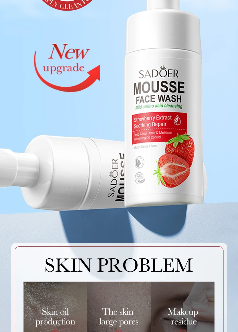 SADOER Strawberry Facial Cleanser Mousse product information.