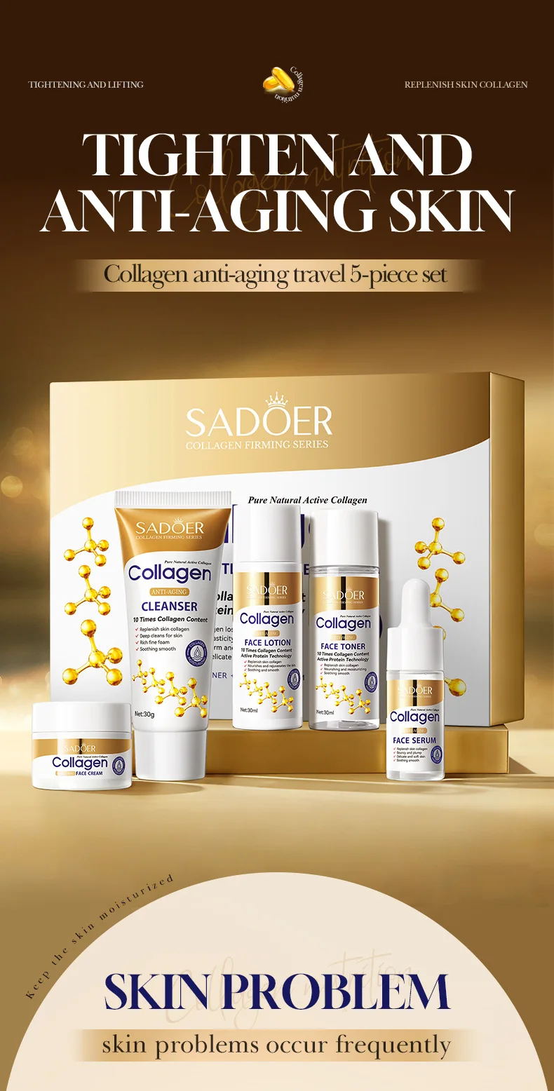 SADOER Collagen Travel Skincare Set product information.