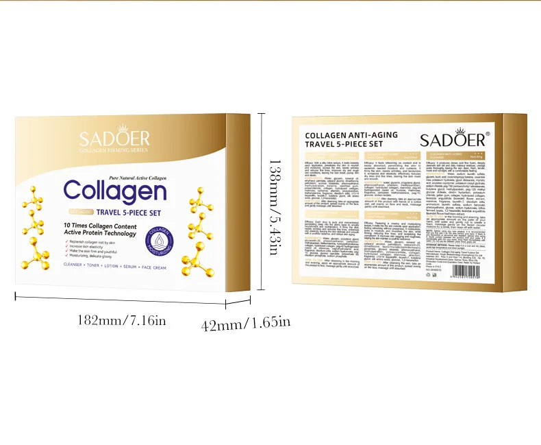 SADOER Collagen Travel Skincare Set product information.